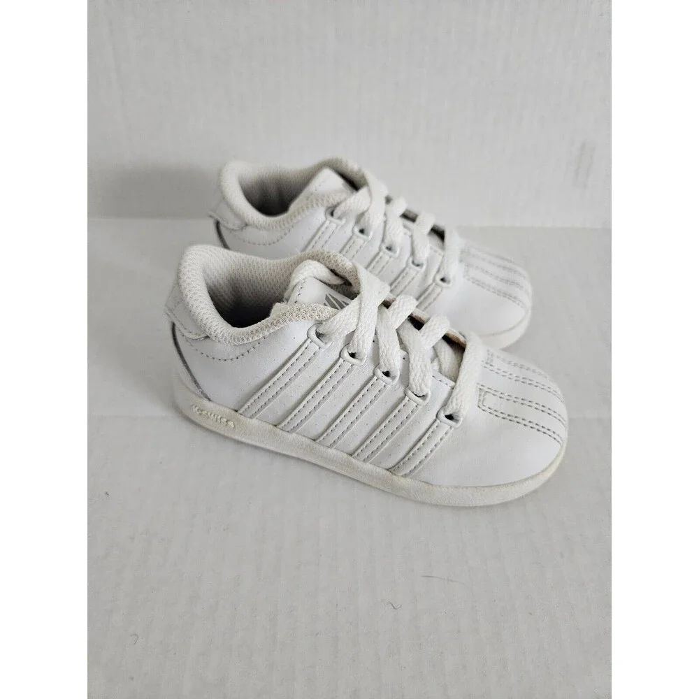 Vintage Infant K-Swiss White Lace Up Sneakers Shoes Size 7